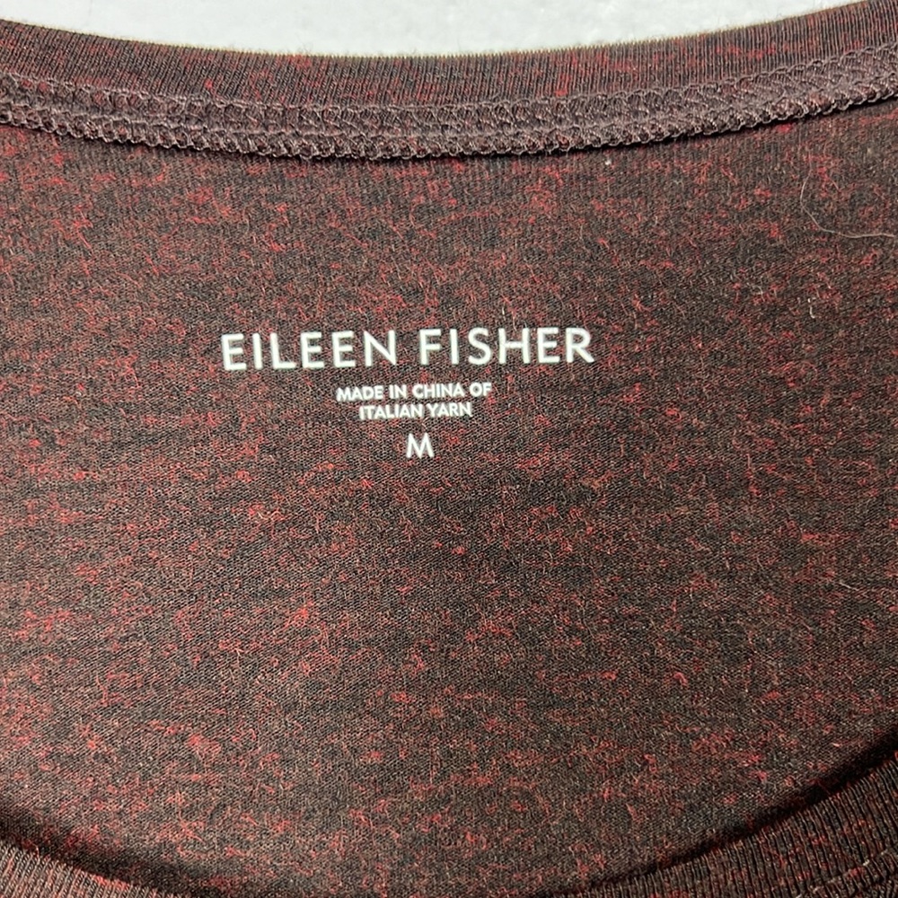Eileen Fisher Long Sleeve Marled Brown Scoop Neck Top Medium - Picture 2 of 5